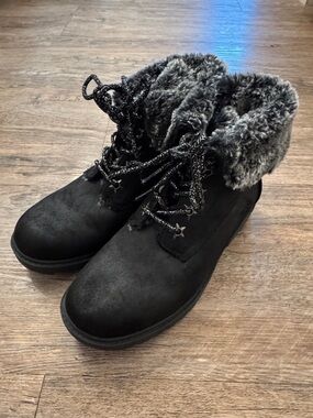 Kids Faux-Fur Lined Black Winter Boots